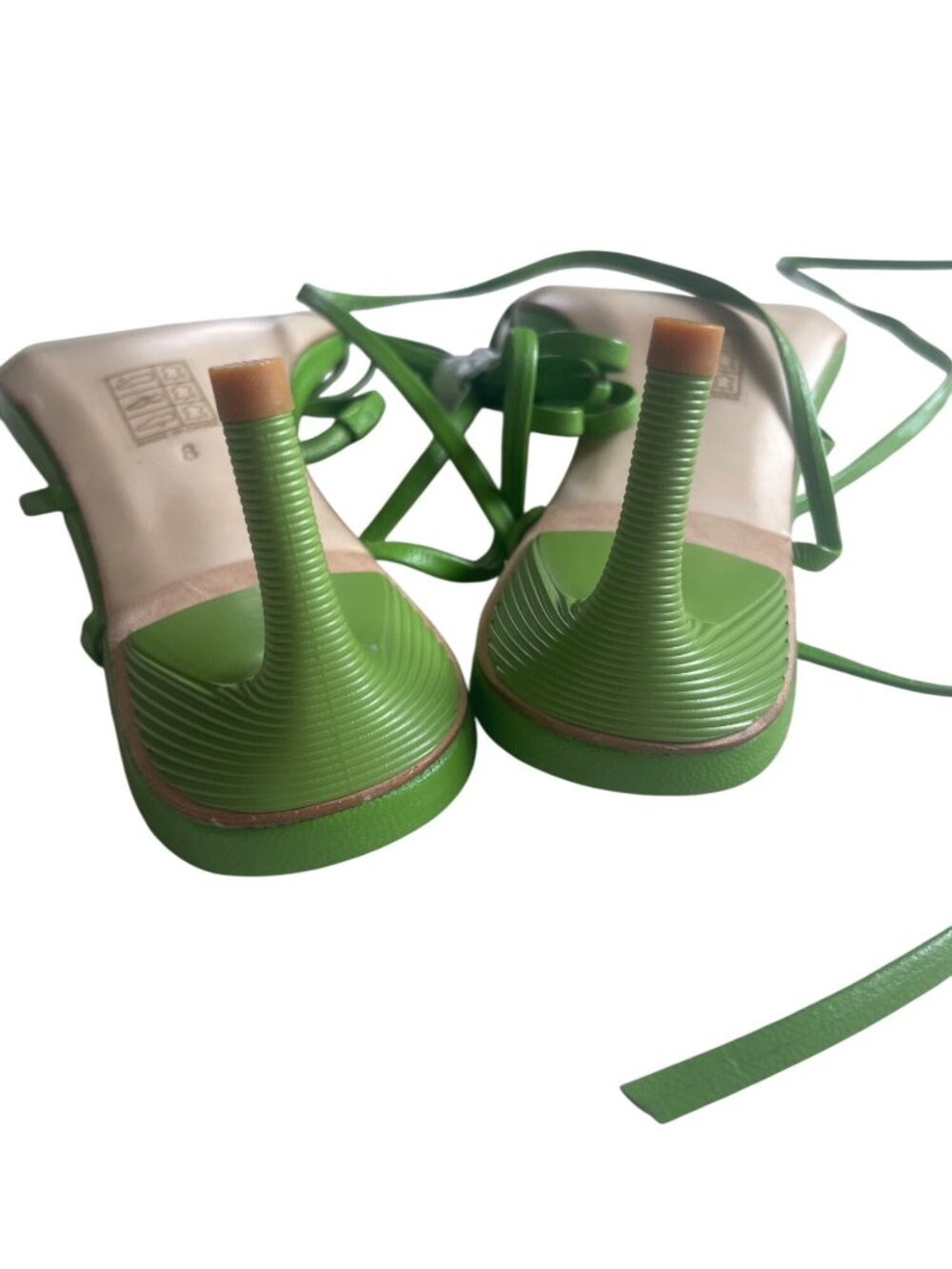 Song of Style Soiree Kelly Green Kitten Heel Square Toe Strappy Revolve 90s - Picture 8 of 9